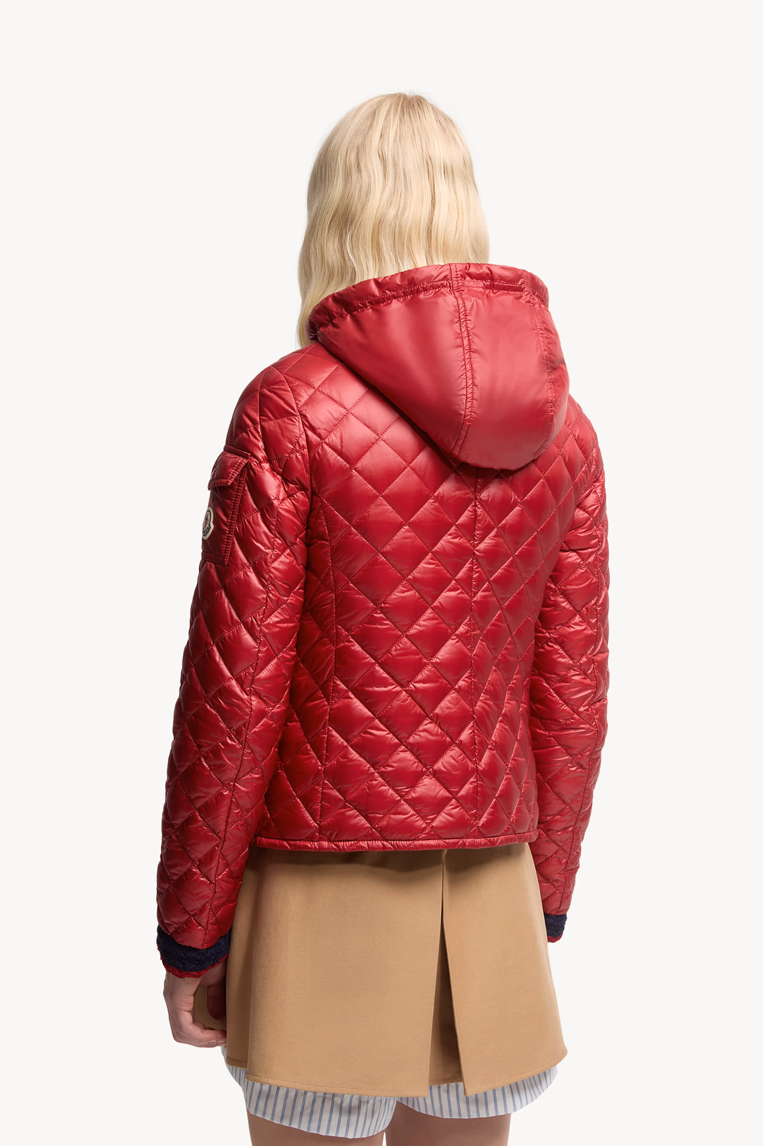 Corbelin Diamond-Quilted Hooded Short Down Jacket Women Red Moncler 5